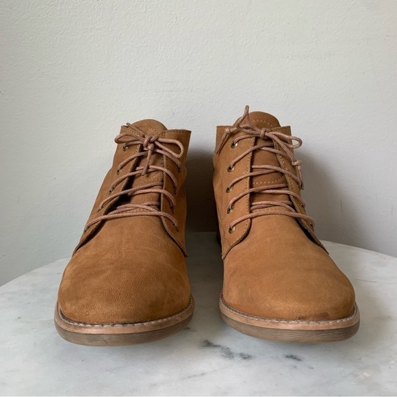 DIBA TRUE Leather booties chestnut Suede lace up chunky ankle boot 10 - Picture 6 of 16